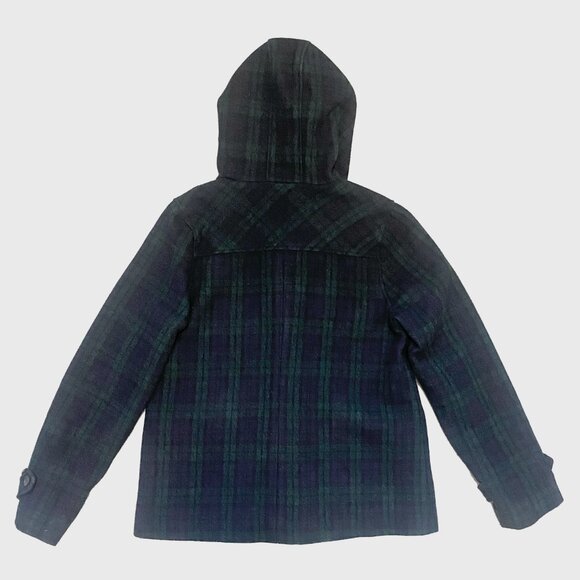Vintage NSF Wool Tartan Duffle Coat | Green and Navy - Picture 7 of 7